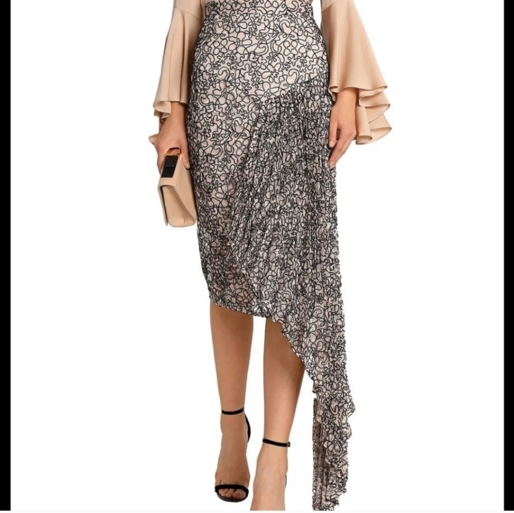 Milly Lace Skirt Side Cascade In Ballet